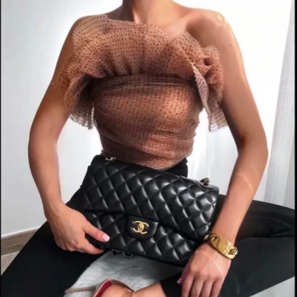 zara tulle stapless crop top